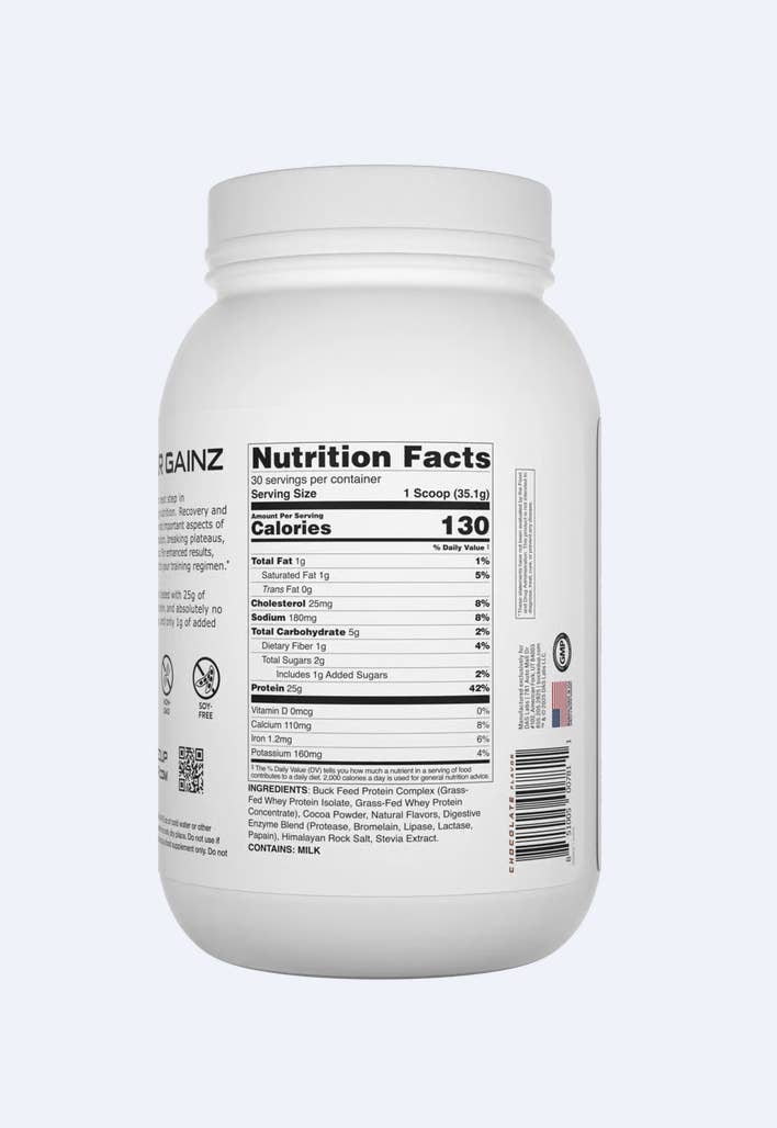 BUCKED UP - Buck Feed All Natural Protein Powder 25G (Chocolate Flavor) 30 servings