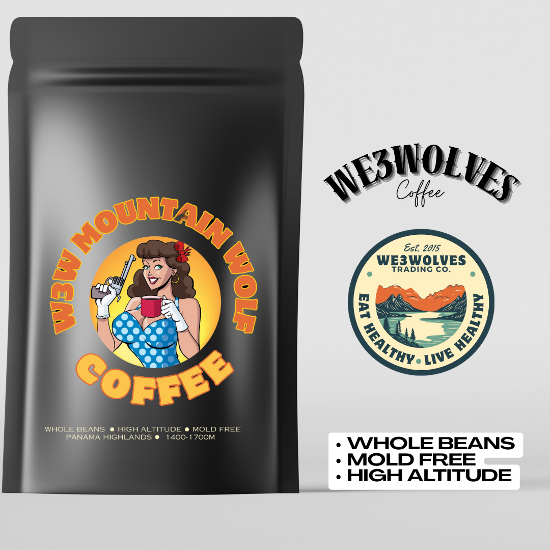 We3Wolves "Mountain Wolf" Coffee Beans - Medium Roast/Mold Free/High Altitude- 12oz