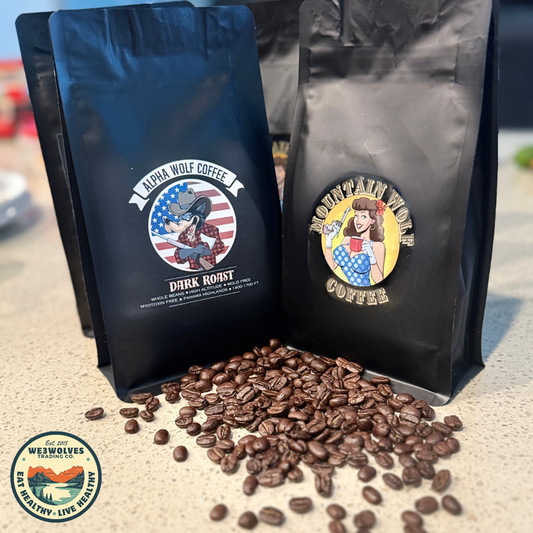 We3Wolves "Alpha Wolf" Coffee Beans - Dark Roast/Mold Free/High Altitude - 12oz