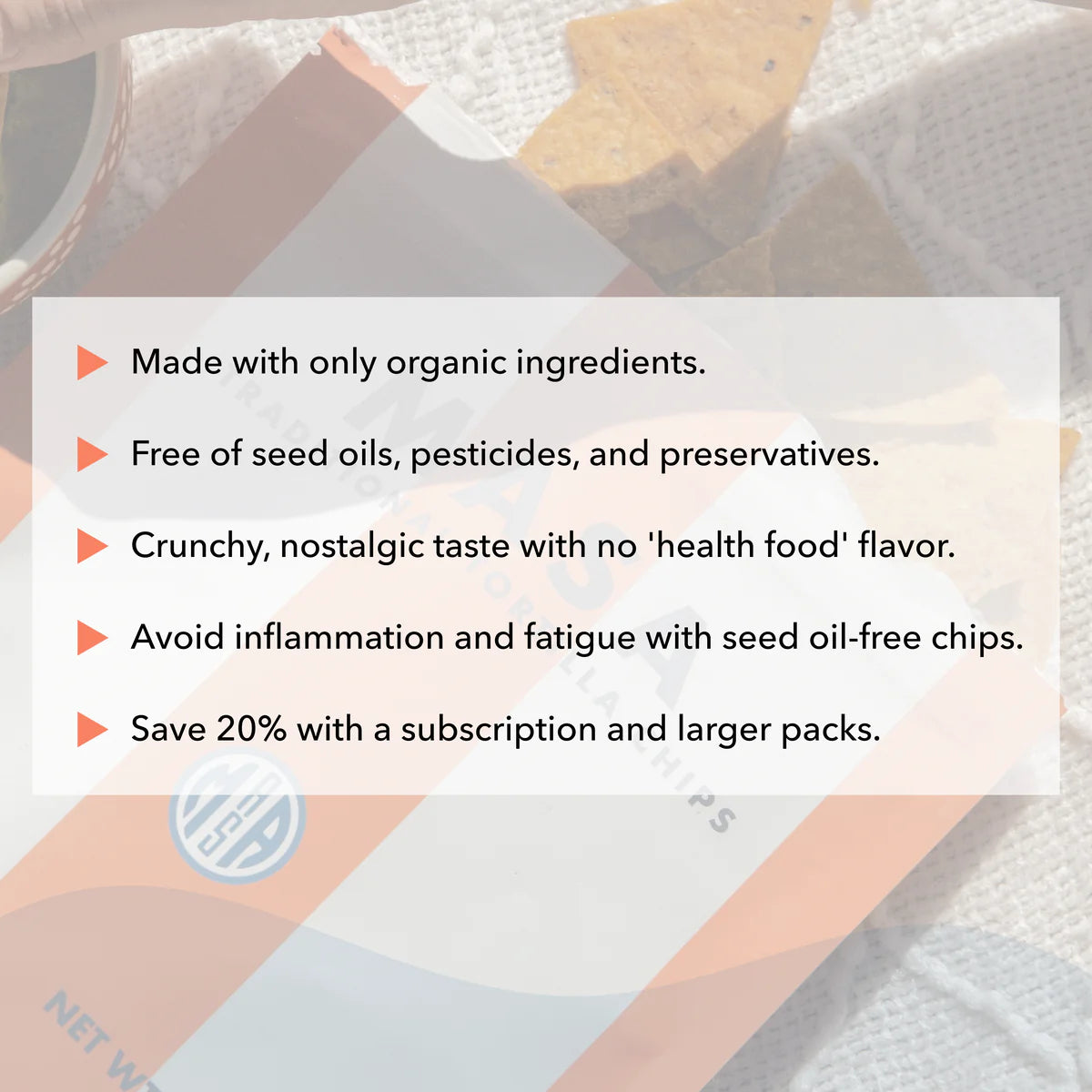 Masa Traditional Healhty Tortilla Chips - SEED OIL FREE, NON-GMO, GRASS FED