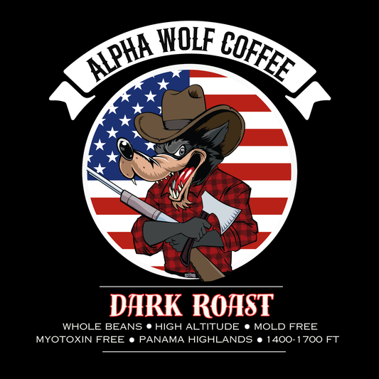 We3Wolves "Alpha Wolf" Coffee Beans - Dark Roast/Mold Free/High Altitude - 12oz