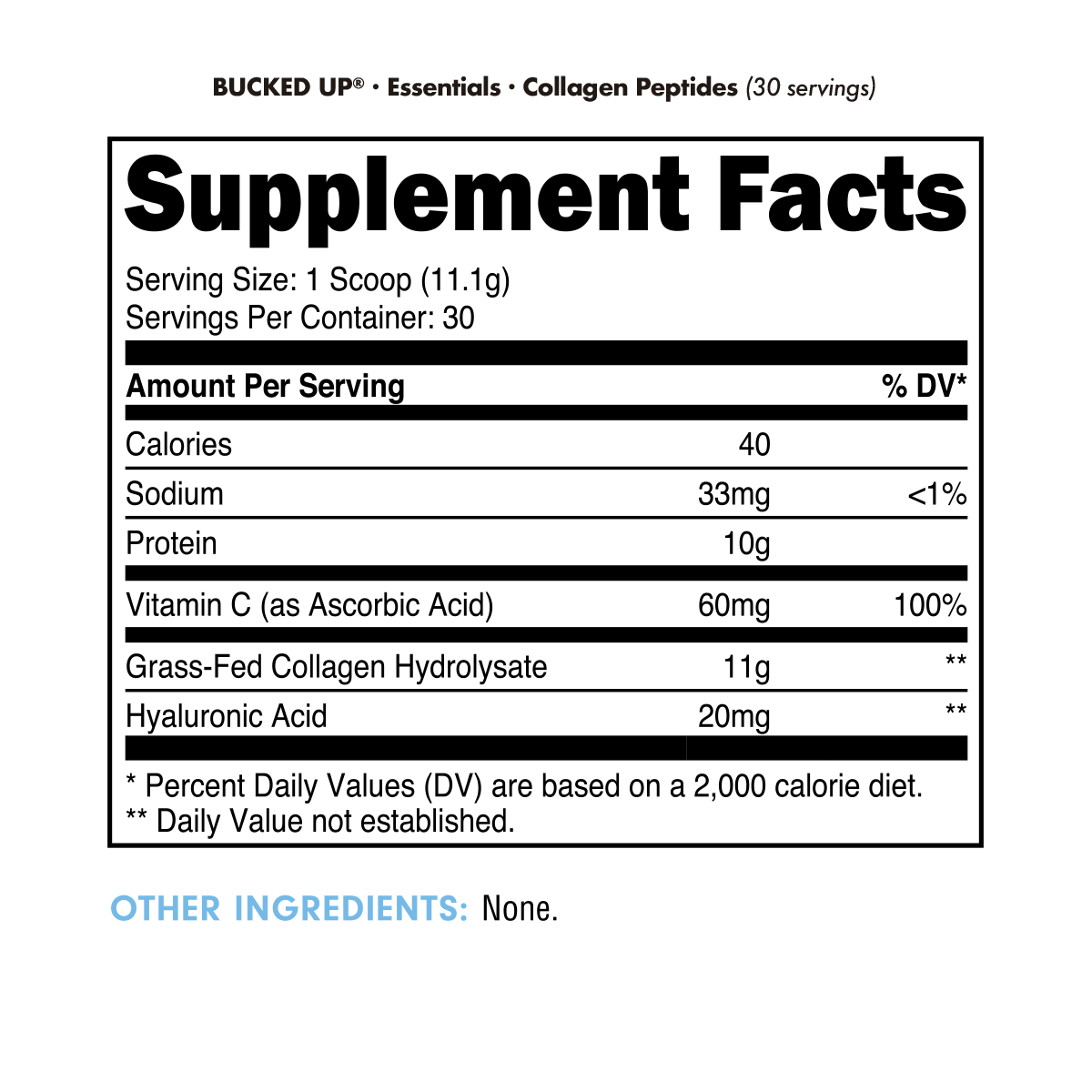 BUCKED UP - Collagen Peptides - Unflavored [30 Serv]