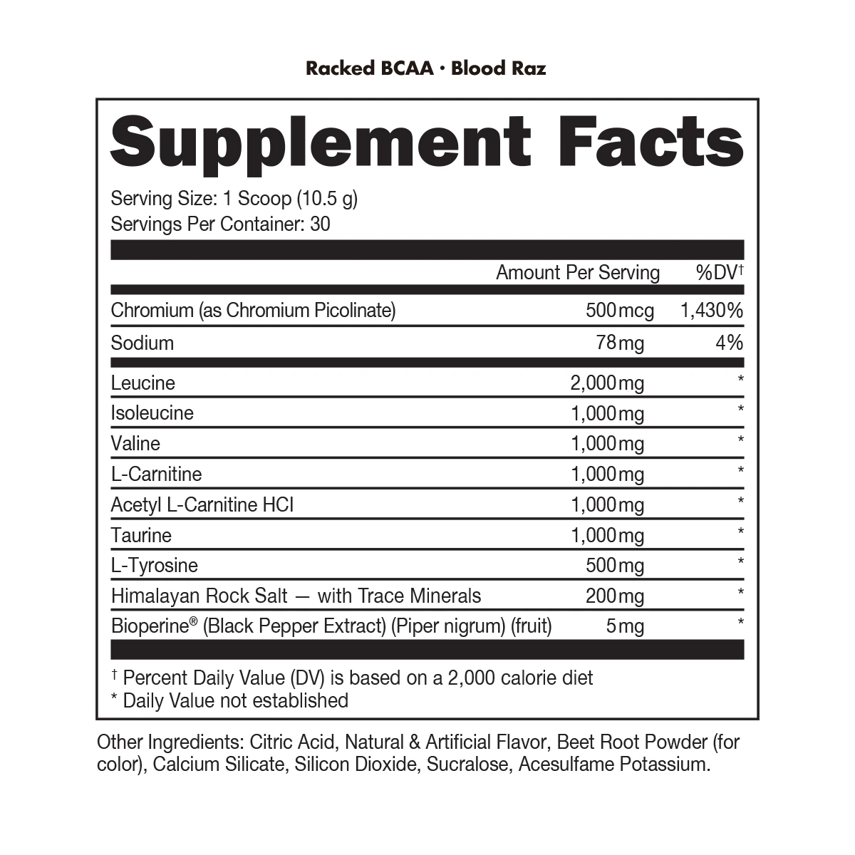 BUCKED UP - Racked BCAA - Blood Raz Flavor [30 Serv]