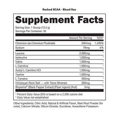 BUCKED UP - Racked BCAA - Blood Raz Flavor [30 Serv]
